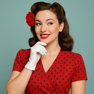 Vintage White Dress Gloves Size 7‎ German Beaded Cotton Double Woven Japan